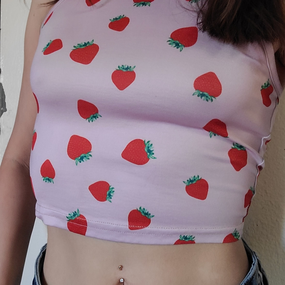 Strawberry halter crop top